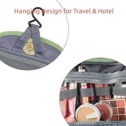 Travel Toiletry Bag for Women - Hanging Cosmetic Makeup Organizer with Clear Compartments, Water-Resistant Cosmetic Bag, Perfect for Vacation, and Daily Use (green) - color: green