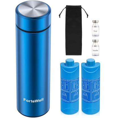 60H Insulin Cooler Travel Case TSA Approved, Portable Medication Cooler for 2-3 Insulin Pens or Vials, Double-Layer Vacuum Insulated Diabetic Travel Case with Reusable Ice Packs (Blue) - color: Navy Blue
