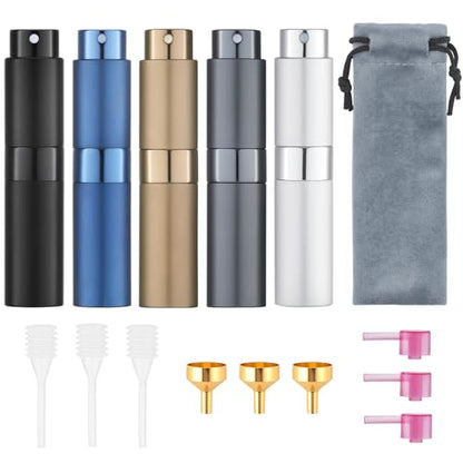 Tekson Travel Perfume Atomizer Refillable 8ml (5 PCS), Travel Cologne Sprayer Mini, Perfume Bottle Empty Small (Blue) - color: BBSBG