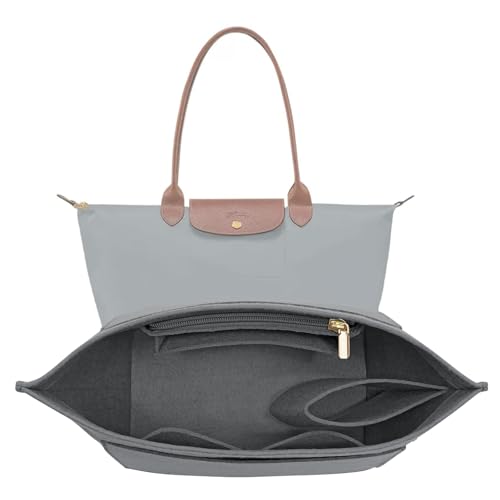 LOUKAYCCI Felt Purse Organizer Insert for Longchamp Le Pliage M Handbag Insert (Medium,Gary) - color: Gray, size: Medium