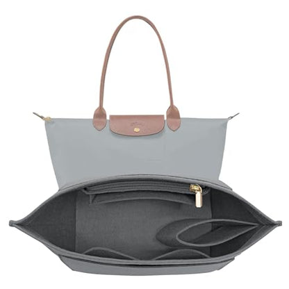 LOUKAYCCI Felt Organizer Compatible with longchamp le pliage L Handbag Insert (Large,Gary) - color: Gray, size: Large