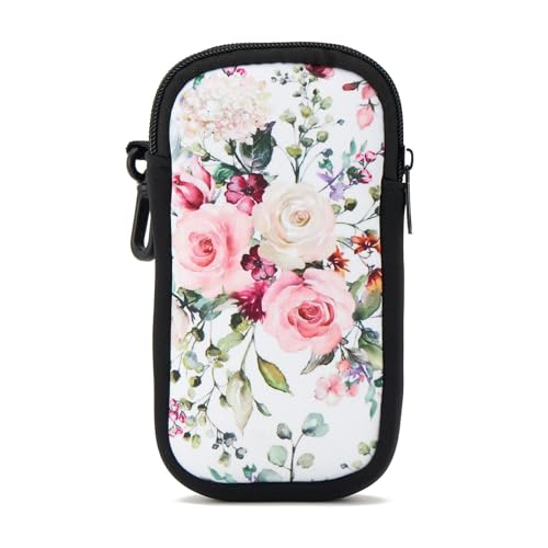 QIUTIMIY Sunglasses Soft Case Zipper Double Eyeglass Case with 2 Compartments 1 Belt Clip - color: Rose