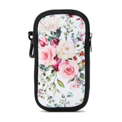 QIUTIMIY Sunglasses Soft Case Zipper Double Eyeglass Case with 2 Compartments 1 Belt Clip - color: Rose