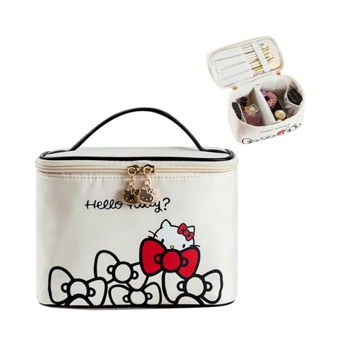 Vimanllie Large Travel Makeup Bag Waterproof Cosmetic Bags,Portable Toiletry Organizer with Handle for Girl,Cute Home Storage for Women - color: 3A-Light Beige Plus
