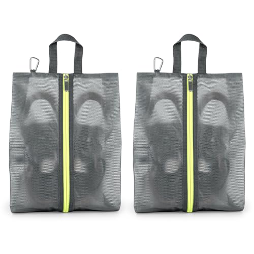 2 Pack Shoe Bags for Travel, Sneaker Bags, Waterproof Travel Shoe Bags with Zipper for Packing, Golf Shoe Dust Bags for Man and Women, Medium, Grey - color: Grey, size: Medium