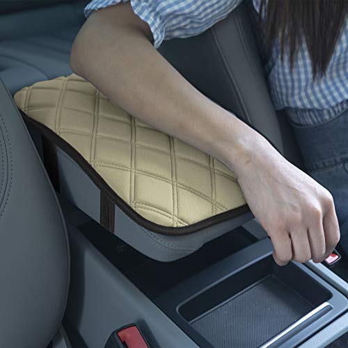 FH Group Neosupreme Beige Diamond Pattern Center Console Pad – Water-Resistant Armrest Cover Protector for Cars, SUVs & Trucks - color: Beige, style: Console Cover (Diamond)