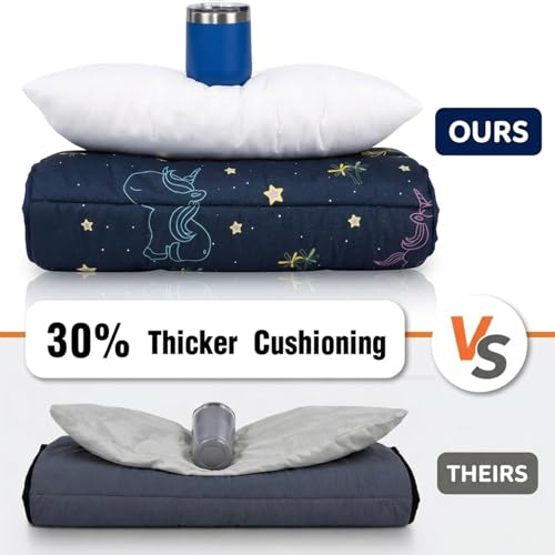 Primlect Thickened Toddler Nap Mat with Removable Pillow and Minky Blanket, Extra Large 55''x35'' Sleeping Bag, Washable, Roll up, Perfect for Daycare, Preschool, Kindergarten, Boys and Girls - color: navy blue