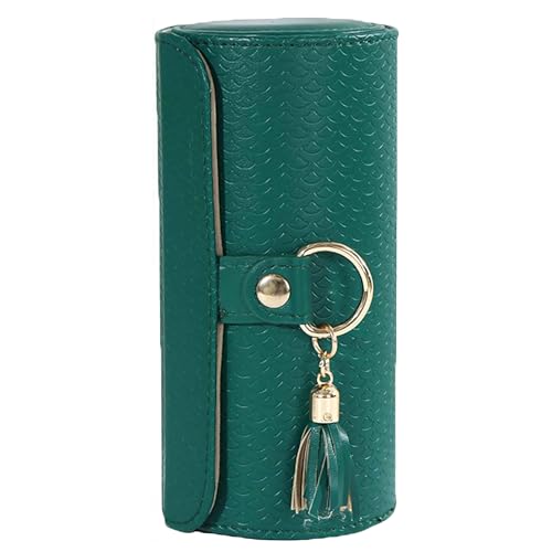 3 Layered Travel Jewelry Case, Three Distinct Layers Women Jewelry Box, Foldable Cylindrical Jewelry Storage Box for Earrings, Necklaces, Rings, Bracelets, Brooches, Watches (Green) - color: Green