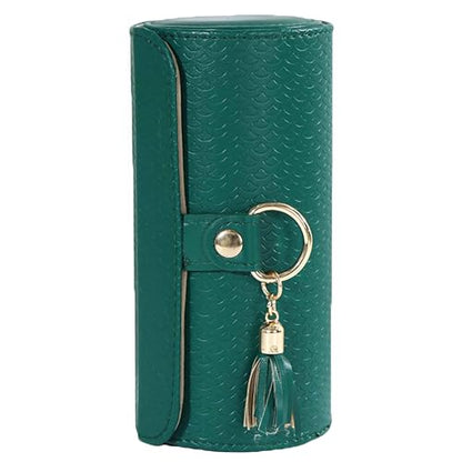 3 Layered Travel Jewelry Case, Three Distinct Layers Women Jewelry Box, Foldable Cylindrical Jewelry Storage Box for Earrings, Necklaces, Rings, Bracelets, Brooches, Watches (Green) - color: Green