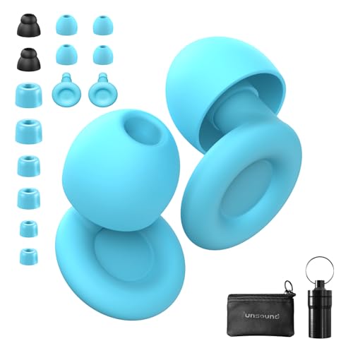 Ear Plugs for Sleeping Noise Reduction Reuseable, Concerts, Focus, Travel, Work, High Fidelity – 7 Pairs Eartips – Flexible Soft – Touch – NRR of 24 and 27 dB Noise Cancelling (Blue) - color: Blue
