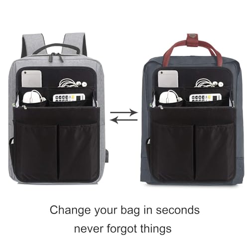 Yoillione Backpack Organizer Insert for Men and Women with Base Shaper - Lightweight Bag Organizer with High Capacity, 17 Pockets with Zipper (13'' Height, Black) - size: Medium