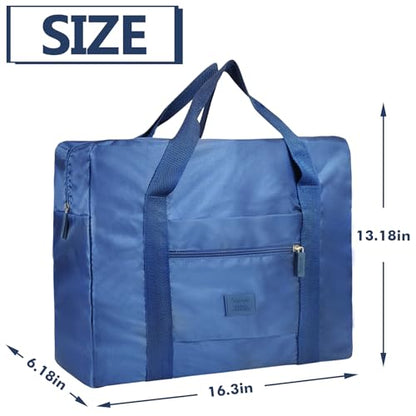 Travel Duffel Bag Carry on Luggage Bag Foldable Travel Tote Bag Waterproof Sports Gym Lightweight Large Weekender Overnight Bag for Women and Men (Black+Blue) - color: Black+Blue