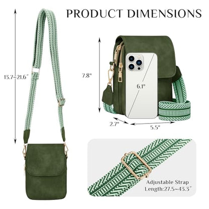 Fashion Small Crossbody Bags for Women Trendy Designer Cell Phone Purses Wallets with Card Holder Anti Theft Travel - color: Darkgreen