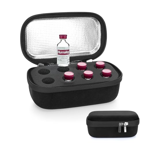 YOUSHARES Insulin Fridge Holder Storage Case Organizer, Insulin Vial Organizer Bag Fits Standard 10ml U-100 Vials, Built-in Aluminium Foil | Safe and Reliable Bottle Protector - color: Organizer_Black