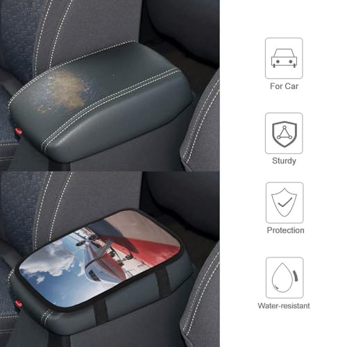 Red Carpet Airplane Car Center Console Cover Universal Waterproof Arm Rest Cover Car Armrest Cushion Cars Armrest Covers Protector Cars Interior Accessories for Most Vehicle SUV Truck