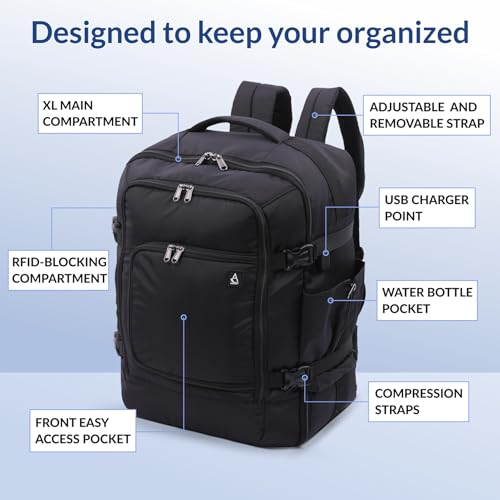 Aerolite AA & Delta Airlines Travel Backpack for Adults - Maximium Size Personal Item Backpack 18”x14”x9” with YKK Zippers | Lightweight & Eco Friendly Shoulder Backpack with USB Charging Port - size: 18x14x9" AA/Delta