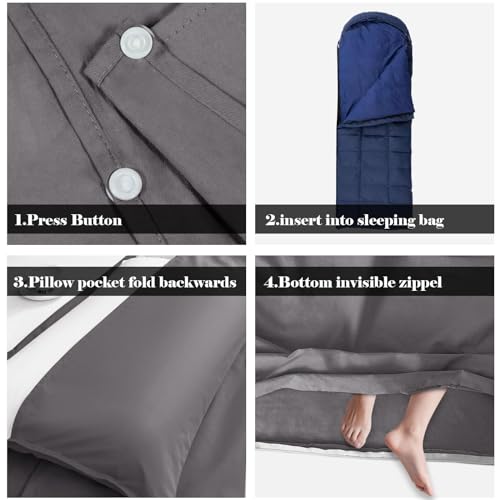 Sleeping Bag Liner,Travel Sheet & Adult Sleep Sack, Camping Sheets Travel Sleep Sack for Backpacking,Hotels & Hostels -Lightweight Single &Double Travel Sheet Camping Sheets - color: Single Gray 2 Pack