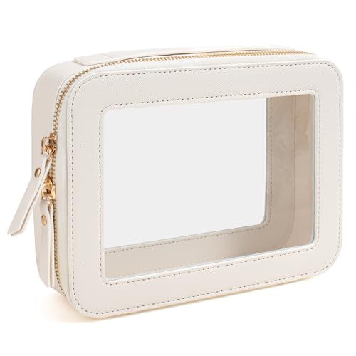 Clear Makeup Bag, Travel Cosmetic Organizer Case Waterproof Skincare Toiletry Bag with Zipper Portable Make Up Pouch Compact Car Organizer Bag for Essentials - color: White, size: Standard