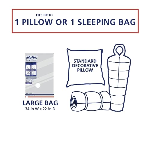 Hefty Vacuum Bags for Clothes 4 Pack, Space Saving Large Vacuum Storage Bags (34 X 22 Inches) Compression Seal for Bedding, Travel Pump Included (4 Large Heavy Duty) - size: 4 Large