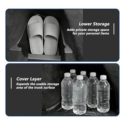 PENSUN 2PCS Rear Trunk Side Storage Box with Lids Fit for Tesla Model Y Juniper 2025 2026 AccessoriesTPE Waterproof Rear Trunk Storage with (TPE Lid) - size: TPE Lid