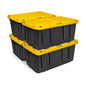 BLACK & YELLOW 17-Gallon Heavy Duty Storage Bins with Lids, Stackable Plastic Storage Bins, Dorm Room Essentials, Moving Boxes, Back to School, Classroom Organization, Home Organization, 4 Pack (12.5H x 18W x 26.9D) - size: 17 Gallons