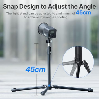 Ulanzi TT43 Extendable Photography Light Stand, Adjustable 6.23ft Aluminum Tripod, Reversible Portable Studio Lighting Tripod for Continute Output Lighting/Strobe Light/Webcams/Cameras/Softbox
