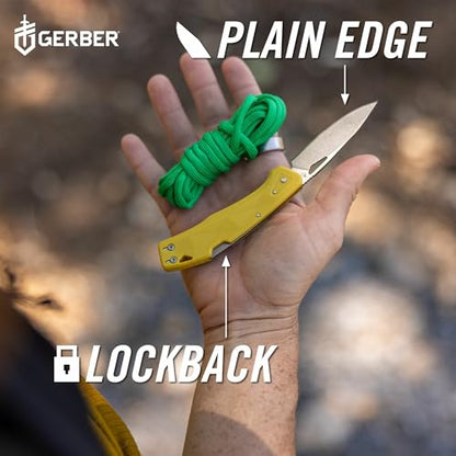 Gerber Gear LST - EDC Pocket Knife - Survival Tactical Tool for Travel, Camping & Outdoor Adventure - Lightweight & Compact Folding Knife - Stainless Steel Blade - Yellow - color: Yellow