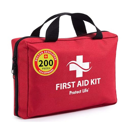 Protect Life Business First Aid Kit, Emergency First Aid Kit for Office Setting, Medical Kit Supplies, First Aid Kits for Businesses, School & Commercial Use - 200 Pieces - size: 200 Pieces Kit (Soft Case)
