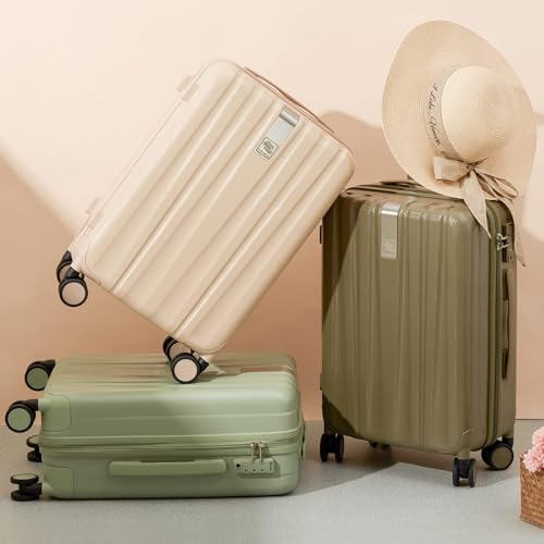 Hanke Luggage Sets 2 piece Carry On Luggage with Wheels PC Hard Shell Suitcases Lightweight Checked Travel Luggage Large Travel Suitcase Woman Men 20/29 Inch(Bamboo Green) - color: Bamboo Green, size: 2 Piece Set（20/29）