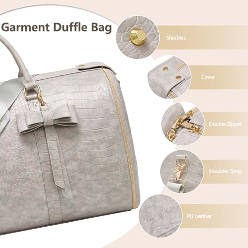 Garment Bags for Travel, Convertible Suit Travel Bag for Women, Stylish Carry On Garment Bag with Toiletry Pocket, Shoulder Strap & Shoes Compartment, 2 in 1 Foldable PU Leather Duffle Bag, Multicolor - color: Multicolor