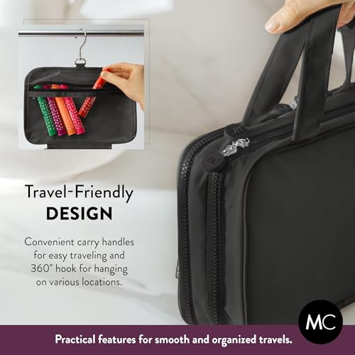Travel Toiletry Bag for Men & Women, Large Capacity Makeup Organizer & Cosmetic Bag, Water-Resistant Portable Essentials Case with Metal Hook & Carry Handle - Perfect for Travel Use (Black, Small) - color: Black, size: Small