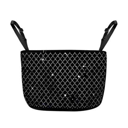 zipelo Bling Car Net Pocket Handbag Holder, Rhinestone Vehicle Backseat Purse Organizer Between Seats, Diamond Hanging Storage Bag Barrier of Pet Kids, Universal Automotive Accessories (Black) - color: Black