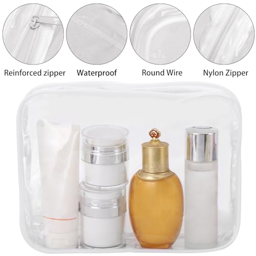 Tbestmax 10 Pack Clear Cosmetic Bags Makeup Bags Portable Waterproof TSA Approved Travel Toiletry Bags Large Organizer White, 9.8" x 7.1" x 2.4" - color: Large - White