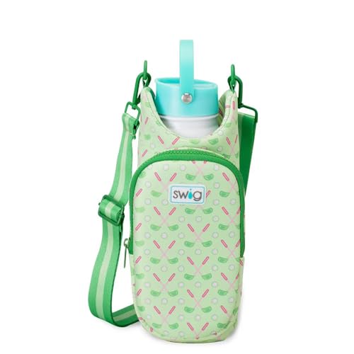 Swig Life Water Bottle Sling Bag, Water Bottle Holder with Adjustable Strap, Carrier Bag with Zippered Phone Pocket, Holds 36oz (Tee Time) - color: Tee Time