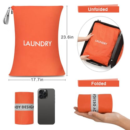 WiseBoy 2 Pack Laundry Bags, Travel Laundry Bag for Dirty Clothes, Washable Nylon Wet Dry Bag, Swimming Yoga Bathing Suit Workout Wet Dry Bags - color: Orange