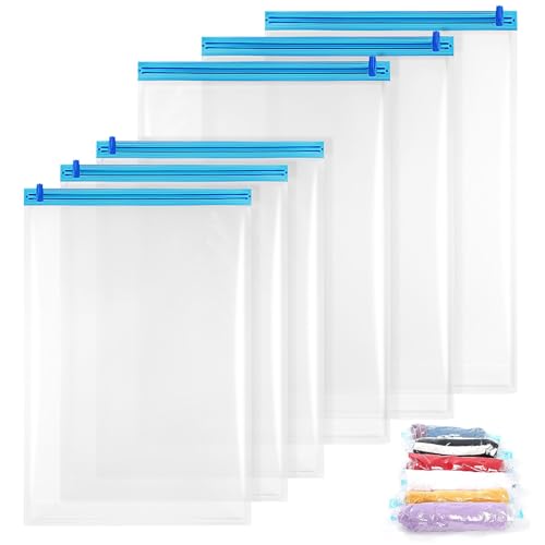 Ipetboom 12 Pcs Vacuum Travel Compression Bags Roll-up Packing Organizers for Clothes 40x60cm 50x70cm Space Saver Bags for Travel and Home Storage
