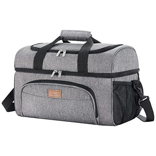 Lifewit Insulated Cooler Bag, Large Leakproof Beach Cooler, Lightweight Portable Double Layer Soft-Sided Travel Ice Chest for Camping, Kayaking, Road Trips, Grocery Shopping - color: Gray, size: 48-can