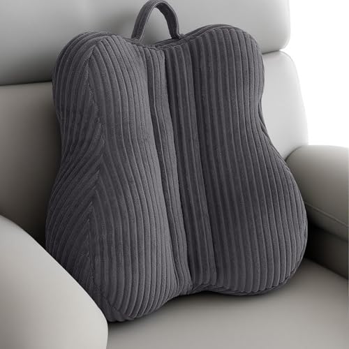 Lumbar Support Pillow for Recliner, Back Support Pillow for Office Chair, Back Cushion with Shredded Foam for Back Pain Relief & Reading, Lumbar Cushions for Couch, Sofa Seat, Car, Grey - color: Grey