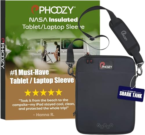 PHOOZY Thermal Insulated Tablet/Laptop Case for iPad, MacBook Air, MacBook Pro & Similar Sized Tablets or Laptops up to 16" - Protection Against Heat, Cold, Drops and Water (Black Camo) - color: Cosmic Black, size: Up to 16"