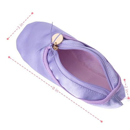 Ballet Dance Shoe Makeup Bag For Little Girls, Ballerina Slipper Makeup Pouch Bag, Ballet Pointe Shoes Gifts (Purple) - color: Purple