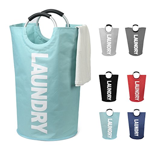 DOKEHOM 125L X-Large Collapsible Washing Laundry Basket Bag (7 Colors) for Bedroom, Fabric (Light Blue, XL) - color: Light Blue, size: 125L