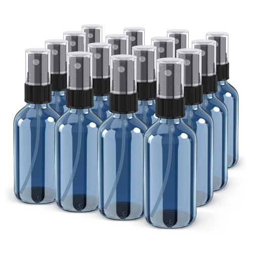 Wedama Spray Bottle, 2 oz Fine Mist Glass Spray Bottles, Little Refillable Liquid Containers for Watering Flowers Cleaning (16 Pack Indigo Blue) - color: Indigo Blue, size: 2 Ounce (Pack of 16)