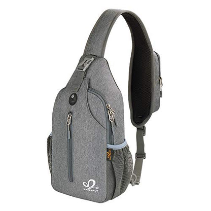 WATERFLY Crossbody Sling Backpack Sling Bag Travel Hiking Chest Bags Daypack (Dark gray) - color: Dark Gray