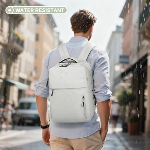 Lightweight Commute Backpack for Men & Women, Water-Resistant Travel Daypack with 15.6-Inch Laptop Compartment & Anti-Theft Pockets, Cloud Gray - color: Cloud Gray