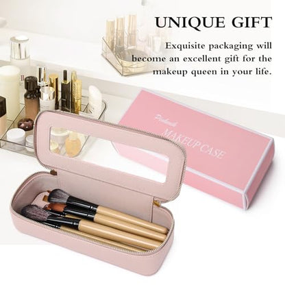 Pinkmik Makeup Brush Case Clear Travel Cosmetic & Toiletry Bag Small Makeup Bag with Zipper Purse Organizer Car Essential Bag for Women (Pink, SLIM) | Clear Travel Cosmetic & Toiletry Bag, Small Makeup Bag, Zipper Purse Organizer, Car Essential Bag for Wo