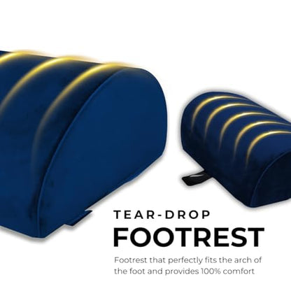 Friends of meditation Foot Rest for Office Chair | Foot Stool for Sofa | Ergonomic Foot Rest Under Table/Desk | Leg Resting Stool | Removable Cover | Blue - color: Blue