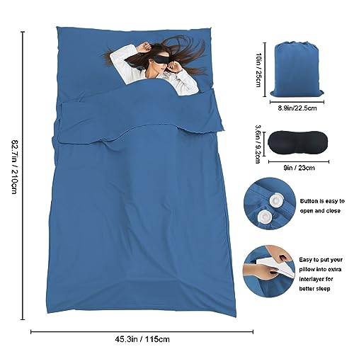 Sleeping Bag Liner,Travel Sheet & Adult Sleep Sack, Camping Sheets Travel Sleep Sack for Backpacking,Hotels & Hostels -Lightweight Single &Double Travel Sheet Camping Sheets - color: Single Blue