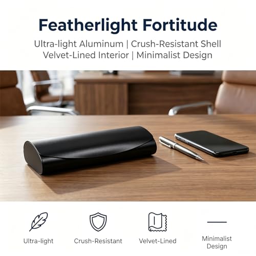 Philley Aluminum Ultra-Light Eyeglasses Case Hard Shell Nearsighted Glasses Case for Women & Men - color: B-black