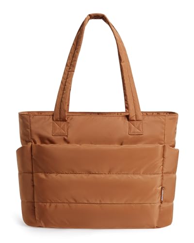 BAGSMART Tote Bag for Women, Lightweight Puffy Tote Bag with Compartments Shoulder Bag Handbag for Travel, Work, Gym | Lightweight - color: Brown, size: Standard