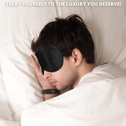 Silk Sleep Mask 100% 22 Momme Mulberry, Sleep Eye Mask for Women Men, Blackout Blindfold with Adjustable Strap, Side Sleeper Eye Cover, Soft Eyeshade Filled with Premium Mulberry Silk (Black) - color: 22 Momme-black